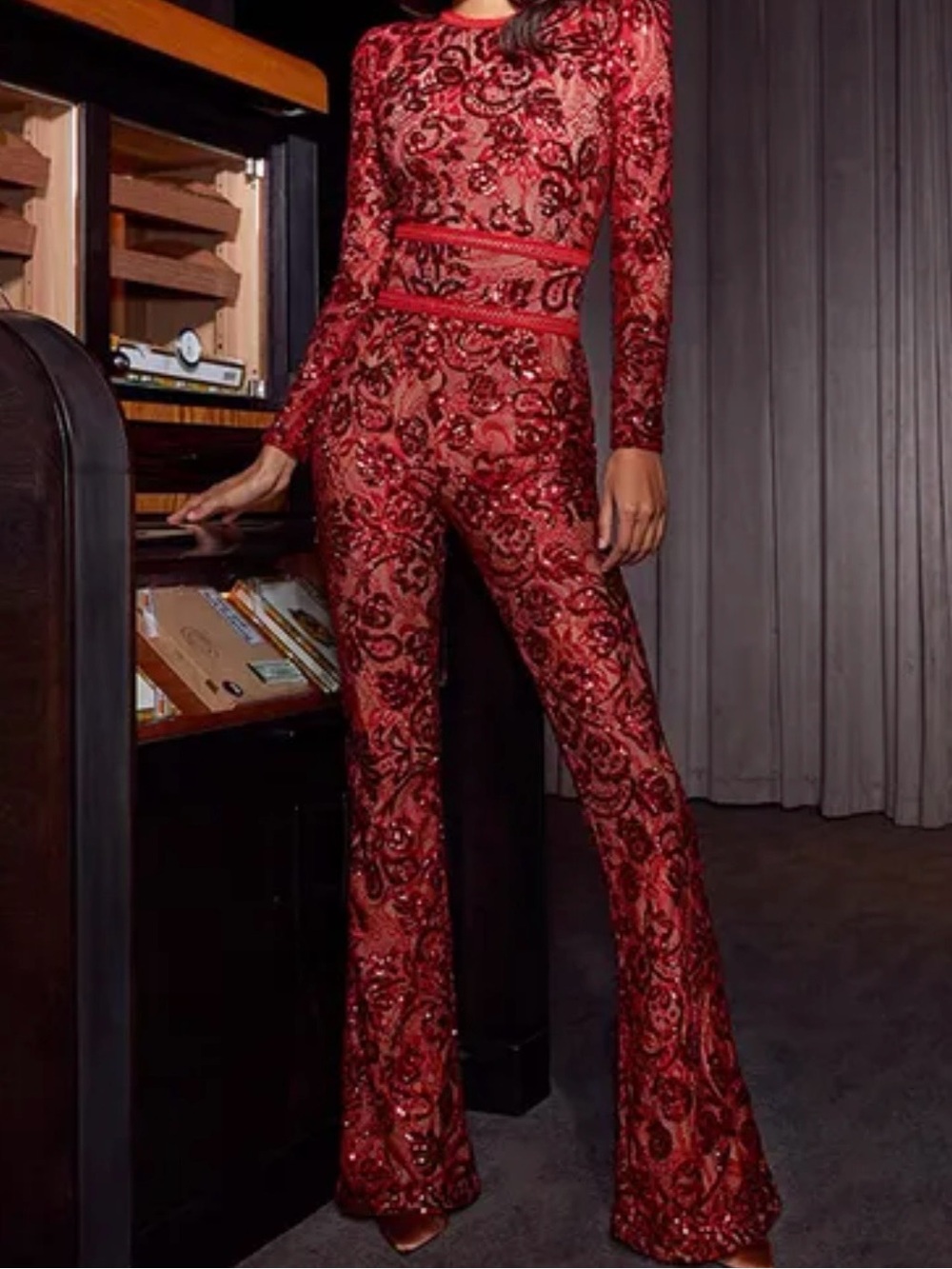 Nadine Merabi red sequin Jumpsuit